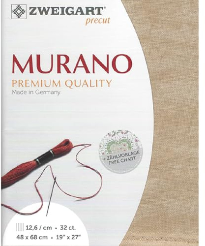 Zweigart Zählstoff MURANO Precut 32 ct. 3984 Farbe 3009 Vintage mokka, Handarbeitsstoff für Stickerei 48x68 cm