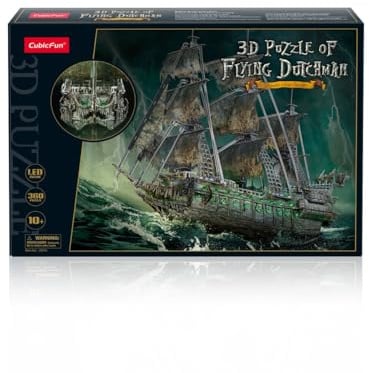 CubicFun 660527 3D Puzzle, Flying Dutchman LED, leuchtendes Piratenschiff, Schiff des Fliegenden Holländers, Modellbausatz mit 360 Teilen, Modellbau ab 10 Jahren
