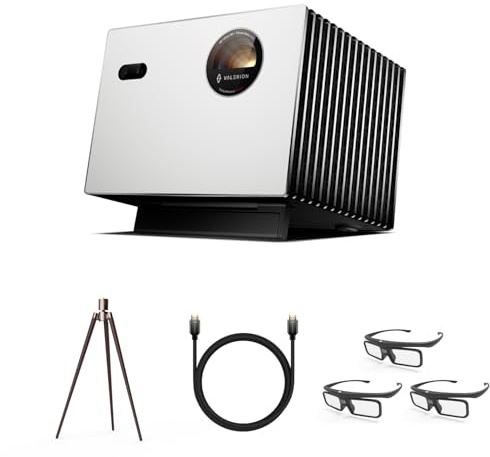 Valerion Heimkino-Bundle – Kaufe 1, Erhalte 5: Plus2 4K Laserprojektor 2000 ISO Lumen + Walnuss-Stativ + 3×3D-Brillen + HDMI-Kabel