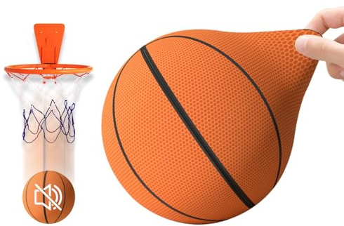 Silent Basketball, Größe 24 cm Leiser Basketball mit Stoffnetzabdeckung Krumenfest, Schaumstoffball für Leiseres Dribbling Und Indoor Training Toy Geschenke Spielzeug für Kinder 8-12 (Orange 22cm)