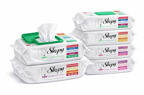 Sleepy Easy Clean Reinigungstücher 6er Set – Allzwecktücher für Küche, Bad & Oberflächen – Stark gegen Fett & Schmutz – 600 Tücher