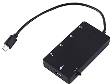 Denash Adattatore HUB OTG Micro USB a 4 Porte per Smartphone e Tablet, Cavo di Prolunga Dati USB 2.0 per Disco U, Tastiera, Mouse, Sostituibile a Caldo e Funzione di Ricarica per Sistemi e