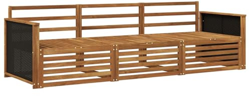 vidaXL Outdoor-Sofagarnitur 3 pcs Natur Massivholz Akazie, Outdoor Lounge, Moderne Ecksofa, Gartenmöbel, Terrassen-Sitze, Komfortables Set für Wohnräume