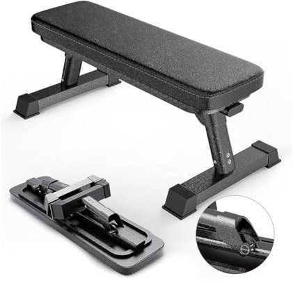 Finer Form Hantelbank – Klappbare Flachbank, 454 kg Kapazität, Kompakt und Vielseitig, Ideal für Home Gym, Ganzkörper-Training, Ab Übungen, Für Männer und Frauen, Fitnessgeräte für zuhause