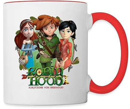 Spreadshirt Robin Hood Gruppenbild Mit Marian Und Scarlett Tasse Zweifarbig, One size, Weiß/Rot