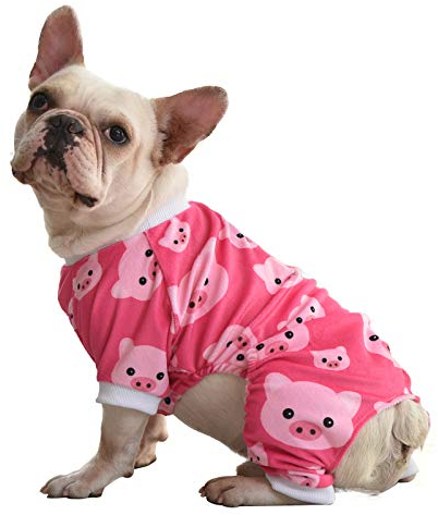 CuteBone Hundepyjama für kleine Mittelgroße Hunde Rosa Schwein Weiches Material Dehnbares Einteiler für Hunde Shirt, Hunde Winterjacken und mäntel P46XS-DE