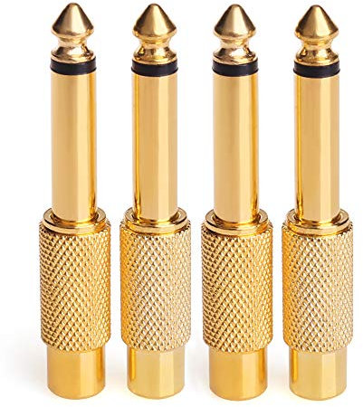 RCA Adaptor phono to jack, NANYI- RCA Female To 6.35mm Male Mono TS Interconnect Audio Adapter conversion plug Adaptor Gold Plated-4 Pack