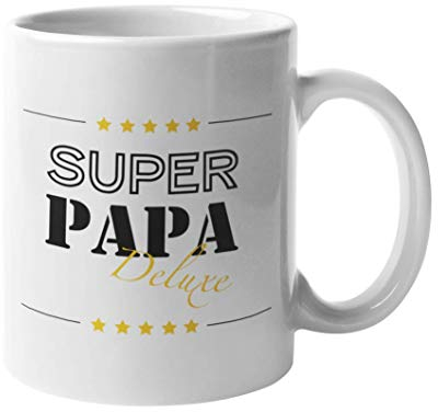 Shirtinator Papa Geschenk Tasse mit Spruch I Super Papa Deluxe I Geburtstag Vatertagsgeschenk Geschenkideen zum Vater-tag