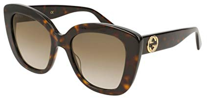 Gucci Womens GG0327S-002 Sunglasses, Havana, 52