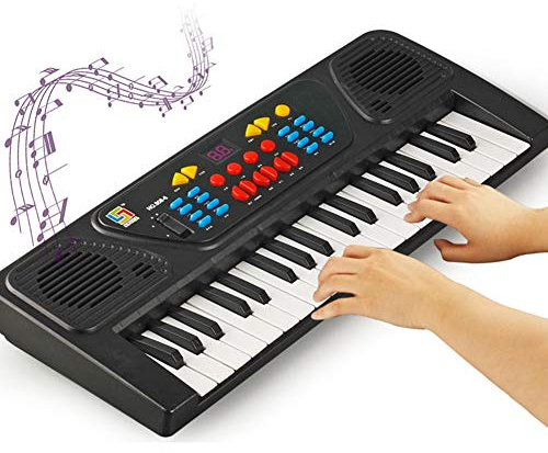 Kinder Klavier, Elektronisches Keyboard Tastatur Piano mit Mehrfachklänge und Rhythmen Musikklavier Spielzeug mit 37 Tasten Klavier Tastatur, USB und Mini Mikrofon für Anfänger Mädchen Kinder