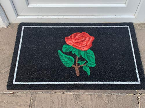 Highlands Red Rose Design Door Mat Doormats Non Slip Natural Coir Welcome Indoor Outdoor Home Garden Mats.