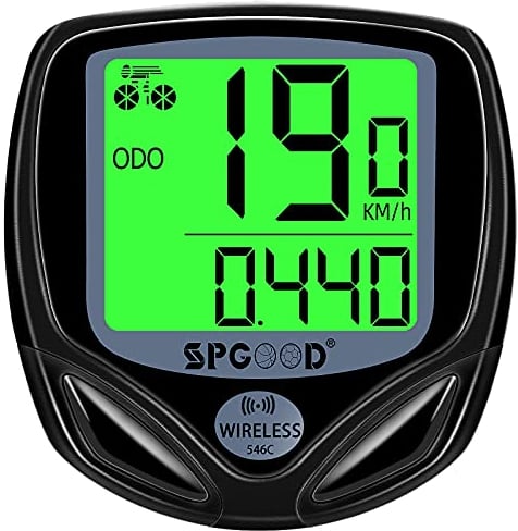 SPGOOD Fahrradcomputer Kabellos IP54 wasserdichte 16 Funktionen fahrradcomputer Wireless Bike Wireless Computer LCD Geschwindigkeit Fahrradtacho drahtlos Radcomputer Tacho Schwarz