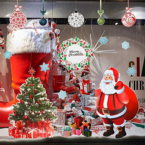 WandSticker4U®- Riesige Fensterbilder Weihnachten selbstklebend WEIHNACHTSMANN Kinder (220x110 cm) I Weihnachtsdeko Fenster Aufkleber Schneeflocken XXL (wiederverwendbar)
