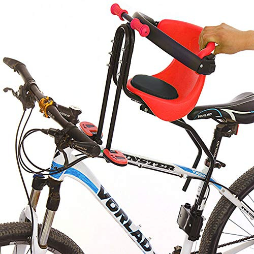SHZICMY Siège enfant de vélo avant avec pédale et poignée - 30 kg - Siège avant de vélo pour homme et femme - Rouge