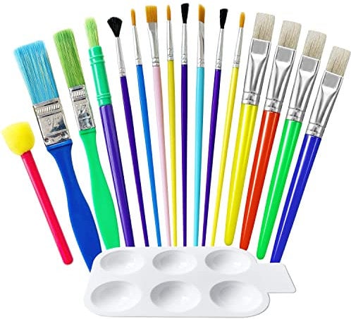 Hanmulee Kids Paint Brushes, 17 Pcs Painting Brushes Graffiti Drawing Tools Kits, Children Early DIY Learning Paint Sets For Kids Arts and Crafts for toddlers