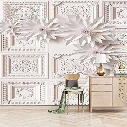 QMWZZV Papier Peint Panoramique 3D Photo Murales Art Sculpté Blanc Peinture Murale Auto-adhésif Toile Geant Poster 250x175 cm Pour Salon Chambre Ados Chambre de Bébé Décoration Murale