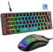 RGB Mini 60% Mechanical Gaming Keyboard UK Layout 62-Key 18 Chroma Backlit Blue Switch Wired Compact Keyboard with radiant Spacebar+12000DPI 65G Lightweight Gaming Mouse for PS4/Xbox/PC/Laptop-Black