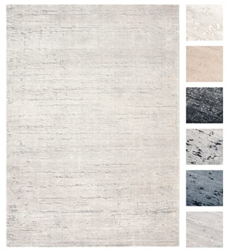 TESSO LIVING Kurzflor Teppich Wohnzimmer Creme 155 X 230 cm, Moderner Kurzflor Teppich, Super Soft