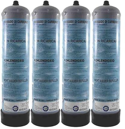 TermoidraulicaRV® 4 Bouteilles CO2 jetables 600 g pour aquariums avec raccord M10 x 1