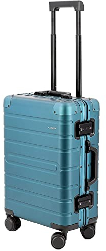 ALUMAXX 45189 Reisetrolley Gravity, Rollkoffer Aluminium, Reisekoffer Alu mit TSA-Schloss, Trolley mit 4 Leichtlaufdoppelrollen 360°, Kofferfach mit herausnehmbarer Trennwand, blau, 56 x 37 x 21 cm