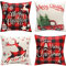 45x45 Weihnachtskissen Kissenbezug Weihnachten Dekoration Kissen Weihnachtskissenbezug Kissenbezüge Xmas Rot Cushion Kissenhülle Deko Bezüge Decoration Pillow Covers Merry Christmas Schneeflocke