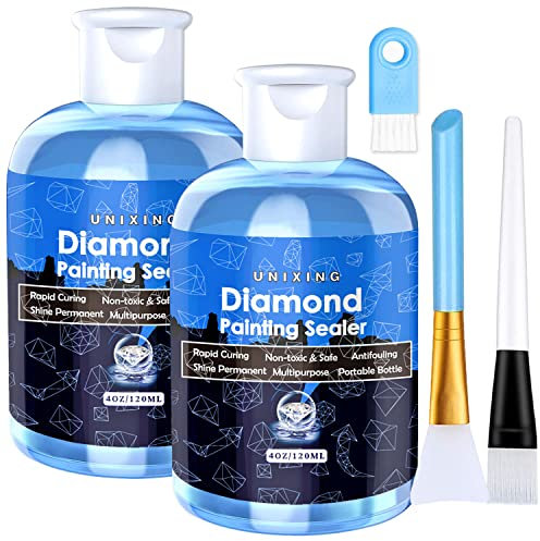 2 Pack Diamond Painting Sealer Kit 8OZ Diamond Painting Glue for 5D Diamond Painting, Diamond Art Sealer Glue Used to Protect Diamond Paintings, Diamond Art Glue Diamond Painting Accessories