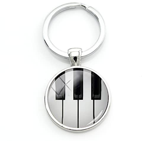Eleganter Musikinstrument-Schmuck, Klavier-Schlüsselanhänger, klassisch, schwarz-weiß, Klaviertastatur, Schlüsselanhänger, Musik-Fans, Geschenk, braun, 25