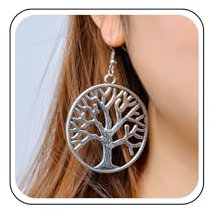 Inilbran Orecchini pendenti con albero della vita Boho Orecchini pendenti con cerchio d'argento Orecchini con gancio a forma di albero vintage Orecchini a cerchio aperto minimalisti Gioielli per