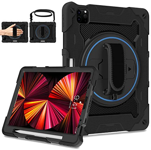 ROSROME for iPad Air 5th 4th Generation 10.9 inch Case,iPad Pro 11 inch Case 4th 3rd 2nd 1st Gen (2022 2021 2020 2018) for Kids with Screen Protector 360 Stand Hand Strap