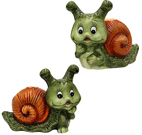 Dekohelden24 Keramik Schnecke/Dekoschnecke, 2er Set, Gartendeko, Maße ca. 20 x 10 x 15,5 cm