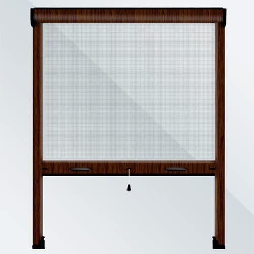 Mosquiteras Enrollables | Color Nogal Oscuro Lacado | 130 x 140 cm (Ancho x Alto) | Cortinadecor