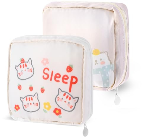 Andibro 2 Pièces Pochette Serviette Hygienique, Portable Boite Serviette Hygiénique - Coupe menstruelle - Sac menstruel - Porte-tampon - Kit de période pour femmes et adolescentes(B)
