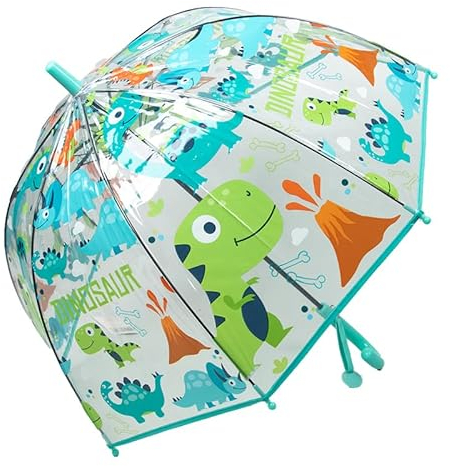 Kinderschirm | Regenschirm | Schirm | Namenschild am Griff | Ø 69 cm | Dino | Türkis