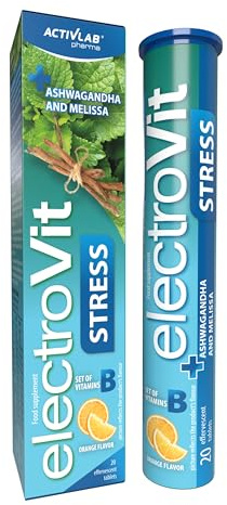 Activlab Pharma Elektrolyte - Brausetabletten mit Ashwagandha Melisse B-Vitamine - Hydratation Nervensystem - 20 Tabletten Orange ElectroVit Stress