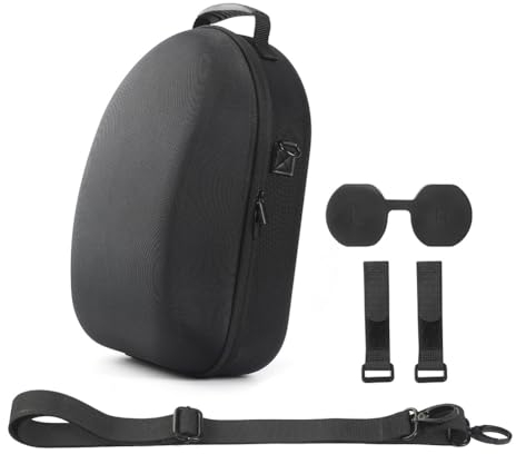 Kexpery Aufbewahrungstasche, tragbar, stoßfest, Hartschale, Kabelbinder, kratzfest, Fallschutz, mit Schultergurt, für Meta Quest 3 Kopfhörer-Controller, Schwarz , Lässig