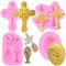 RFGHAC Taufe Kuchen Dekorationen Kreuz Kuchenform Kreuz Silikonformen Kommunion Taube Fondant Formen für Taufe Party Kuchen Dekorieren Cupcake Topper Süßigkeiten Schokolade Gummipaste 4er Set