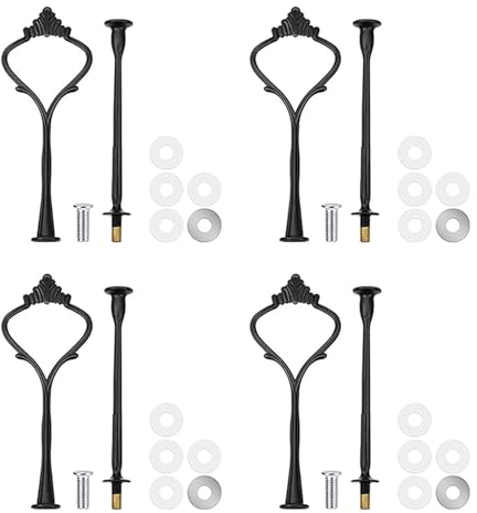 Koomiao Etageren Stangen Set ,4 Sets Etagere Zubehör 2 bis 3 Etage für Hochzeitstorte Etagere Tortenständer Tortenhalter Torten mit Schrauben und Unterlegscheiben, für Dessertdisplay (Schwarz-A)