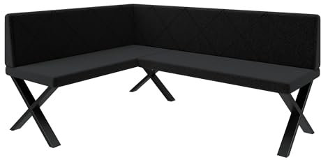 FURNISTAR Eckbank Akiko Metal X - Eckbankgruppe für Ihrem Esszimmer, Küche modern, Sitzecke, Essecke. Perfekt für Küche, Büro und Rezeption. Solide und Starke Verarbeitung. (128x168-Links-Inari100)