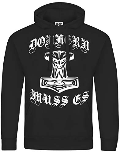 SONS OF ODIN Herren Kapuzenpullover Thors Hammer Donnern muss es Wikinger Blitz und Donner