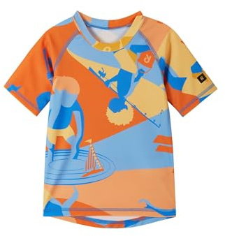 Reima UV Shirt Pulkoi für Kinder, Badeoberteil mit UV-Schutz 50 aus recyeltem Polyester und Elastan, leichtes Schwimmshirt für Mädchen und Jungen im Wachstum Orange 080