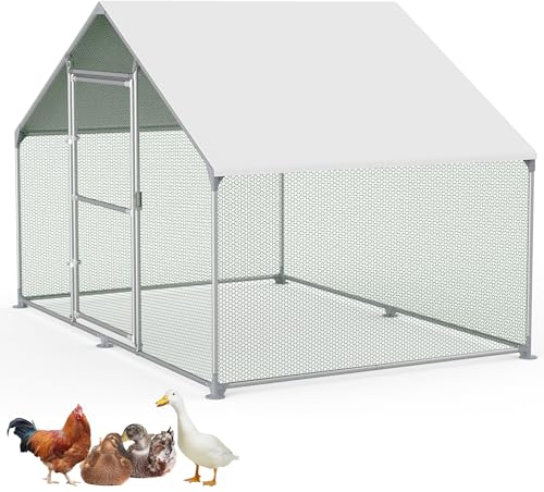 FIVMEN Freilaufgehege 3x2x2m Voliere Hühnerstall Metall 6m² Geflügelkäfige mit Sonnenschutz Dach, Hühnerzaun, Tür & Riegel Freigehege Hühnerkäfige Stabil Geflügelställe für Kleintiere & Pflanzen