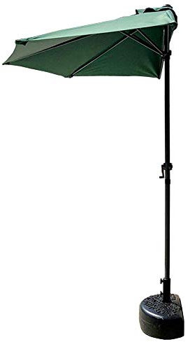 IFCXA Parasols 2,7 m (2,7 m) Demi-parasol avec manivelle, parasol circulaire semi-rond pour extérieur, petite terrasse, jardin (couleur : vert foncé), Vert, kaki