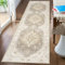 MUJOO Flur-Läufer, 60 x 200 cm, Beige, langer Boho-Teppich, waschbar, rutschfest, für Eingangsbereich, Küche, Badezimmer, Nachttisch, Vintage-Stil, Bohemian-Stil, Landhausstil, rutschfest,
