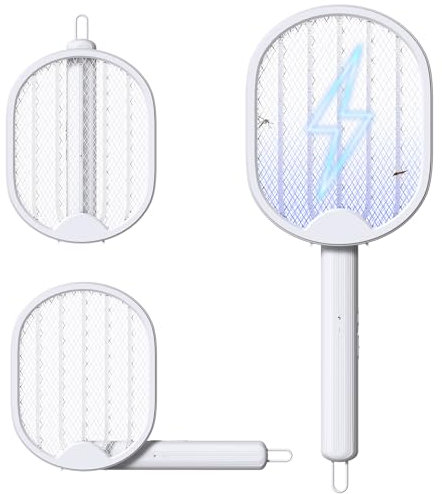Electric Fly Swatter, Foldable Fly Killer Electric Mosquito Swatter USB Rechargeable Bug Zapper Racket for Home Indoor and Outdoor Fly Catcher Racket with 3-layer Dense Mesh