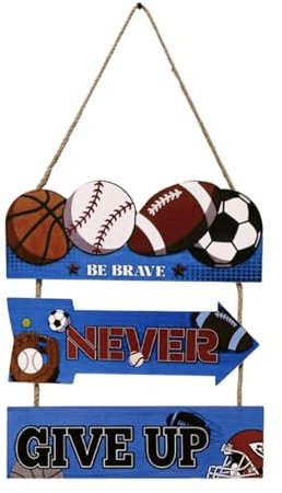 Blue All-Star Boys Sports Hanging Sign, Bedroom Personalized Door Sign, Wooden Sign Basketball Wood Art, Little Boys Bedroom Decoration, Inspirational Front Door Hangings for Home and Nursery Playroom