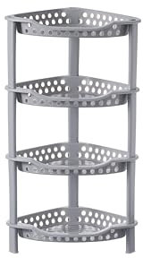 Triangle corner Shower Caddy 4 Tier Small | Bathroom Storage Holder Corner Organizer | Standing Shelf Rack Rustproof Bathroom Storage Unit|21(D)x 28.6(W)x 50.8(H)cm (Grey triangle caddy, S)