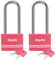 Diyife Aluminum 7mm Long Shackle [2 Pack] 4 Keys Anti-Rust Key Padlocks, Outdoor Weatherproof Lock, 40mm Locker Padlocks for School, Gym Locker, Gate, Garage, Shed (Pink)