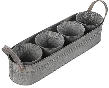 PHENOFICE Blumentöpfe Aus Eisen Im Vintage-Stil Mit Tablett Blumenvase Für Die Inneneinrichtung