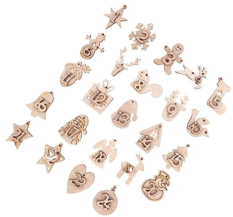 CRILSTYLEO 2 Holz Zahlenetiketten Countdown Bis Weihnachten Blöcke Christbaumschmuck Weihnachtsmann Ornament Weihnachtsverzierungen Hängende Weihnachtsdekoration Weihnachts Countdown