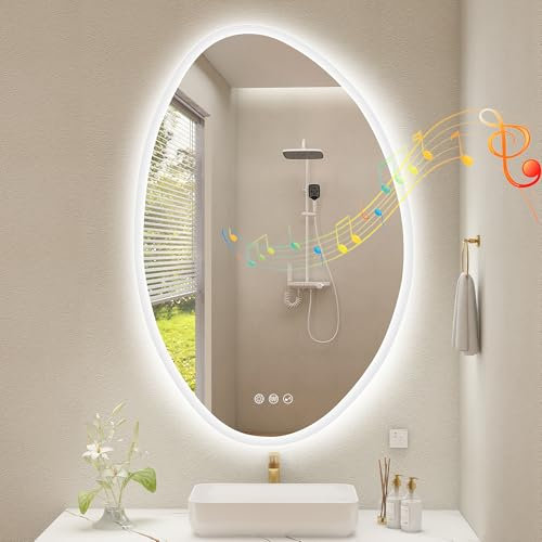 S'bagno Badspiegel-mit-Beleuchtung 600x900 mm, IP44-LED-Badspiegel mit Bluetooth, Entfoggen, 3000K/4000K/6500K, Dimmbar, Badezimmerspiegel-mit-Beleuchtung mit Speicherfunktion, Horizontal/Vertikal